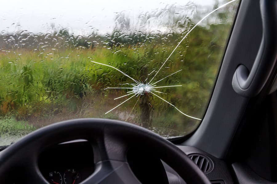 Large chip in windscreen